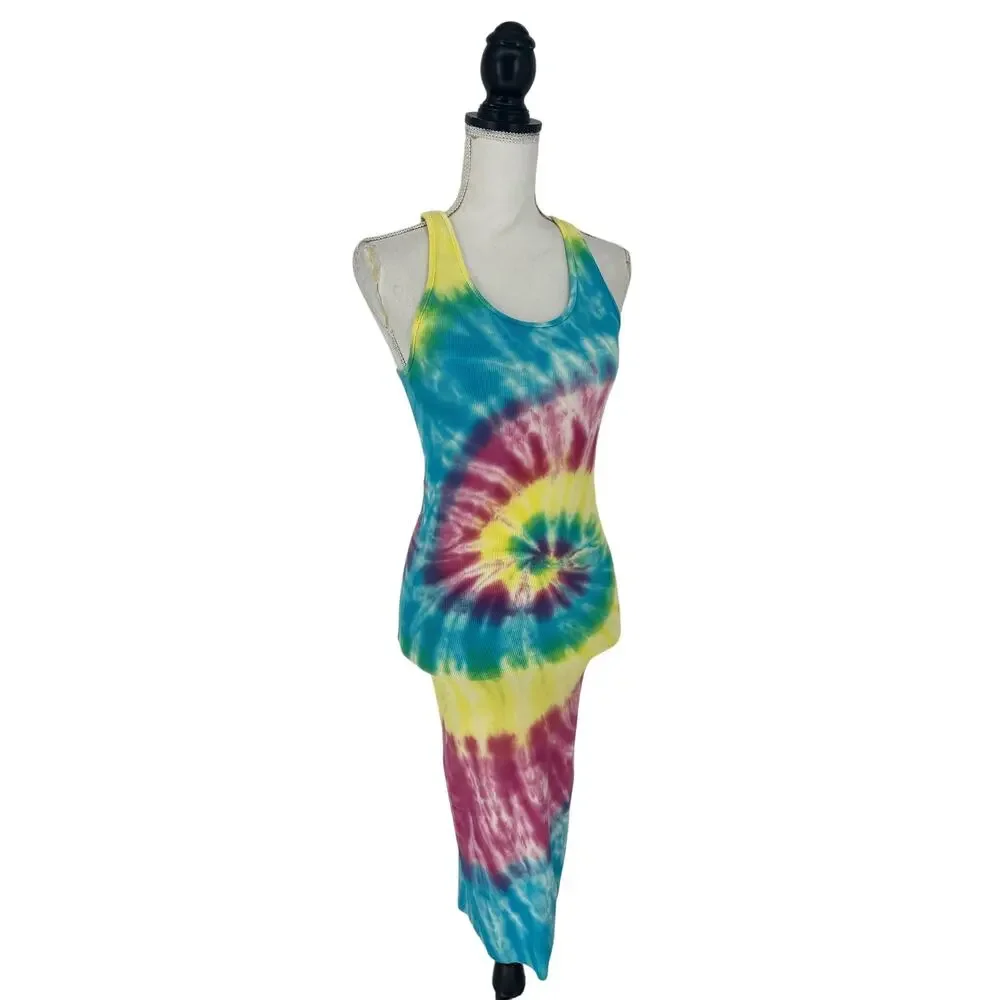NSF Coqui Slim Racerback Tie Dye Ribbed Tank Dress Petite